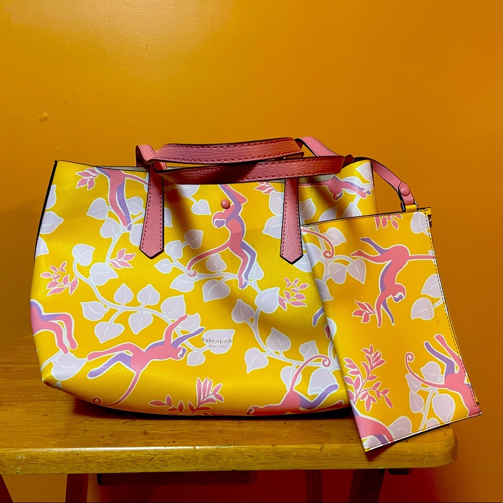 Brand new Kaye Spade tote with wallet. Jungle party collection